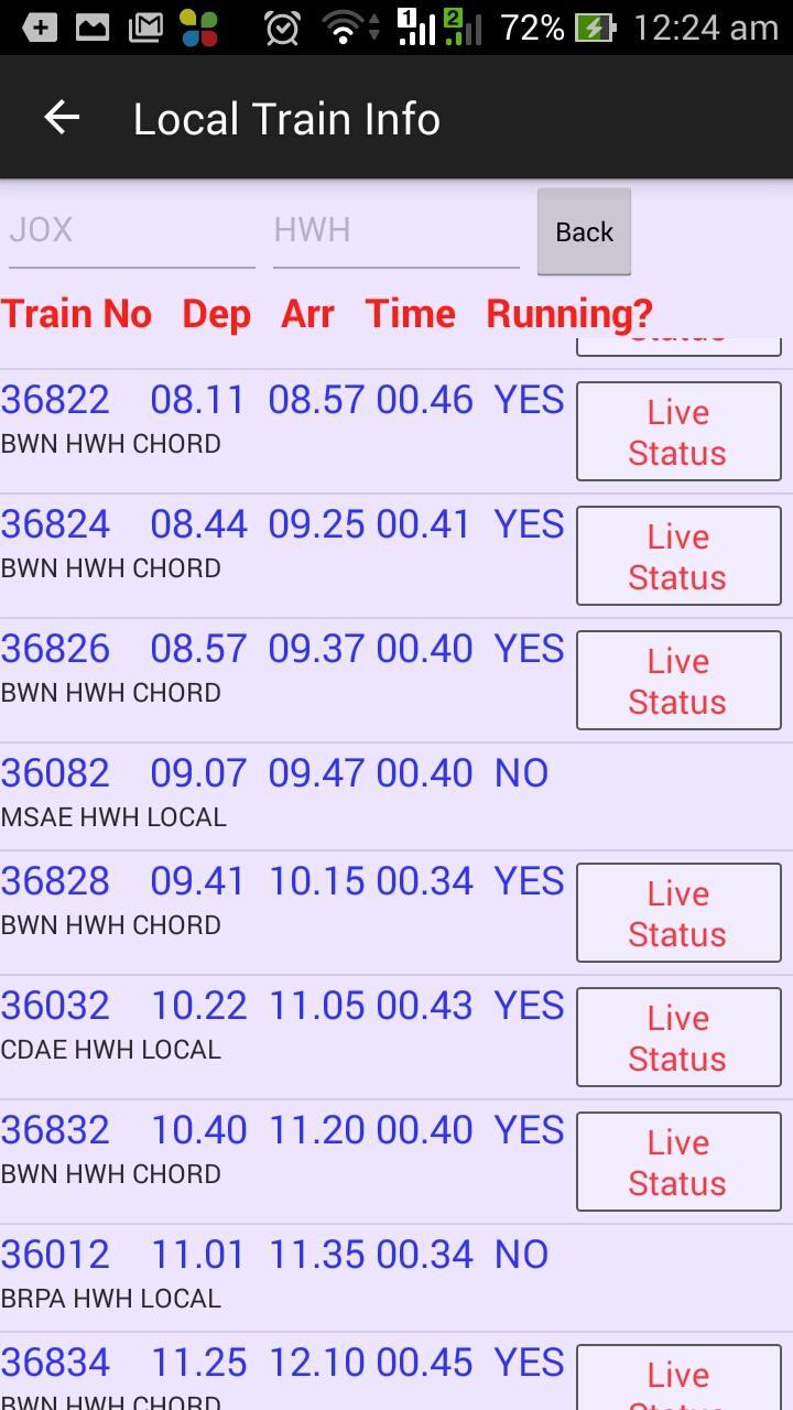 Local Train Running Status