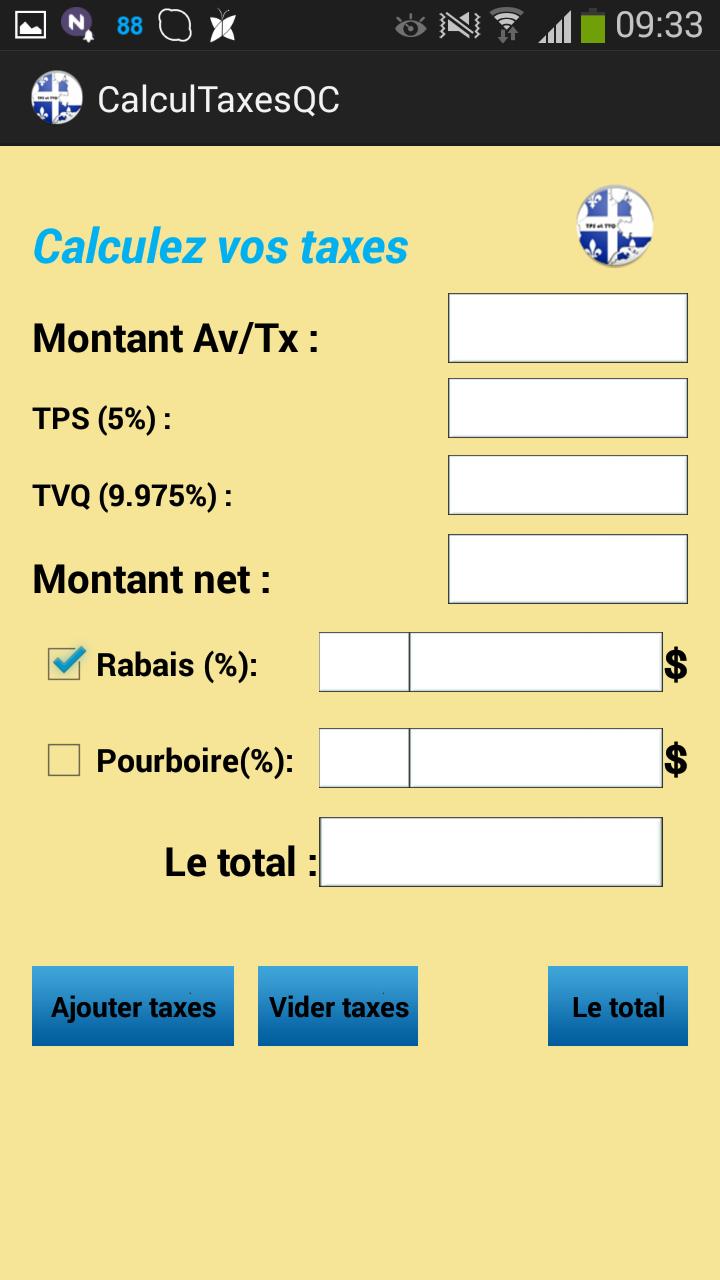 Calculatrice de taxes QC