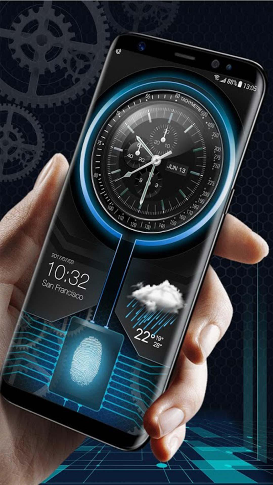 Analogclock fingerprint lock screen for prank