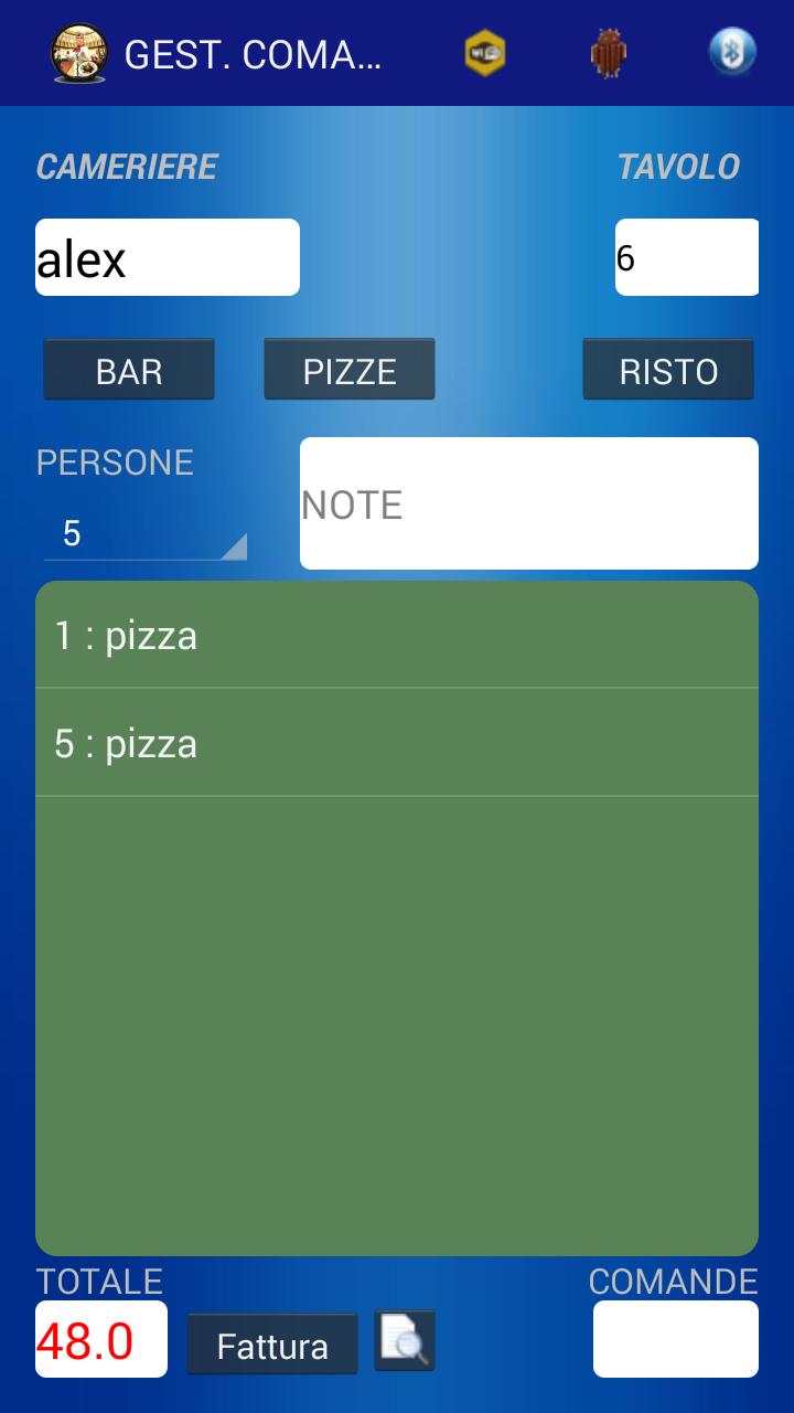 COMANDE RISTO BAR PIZZA