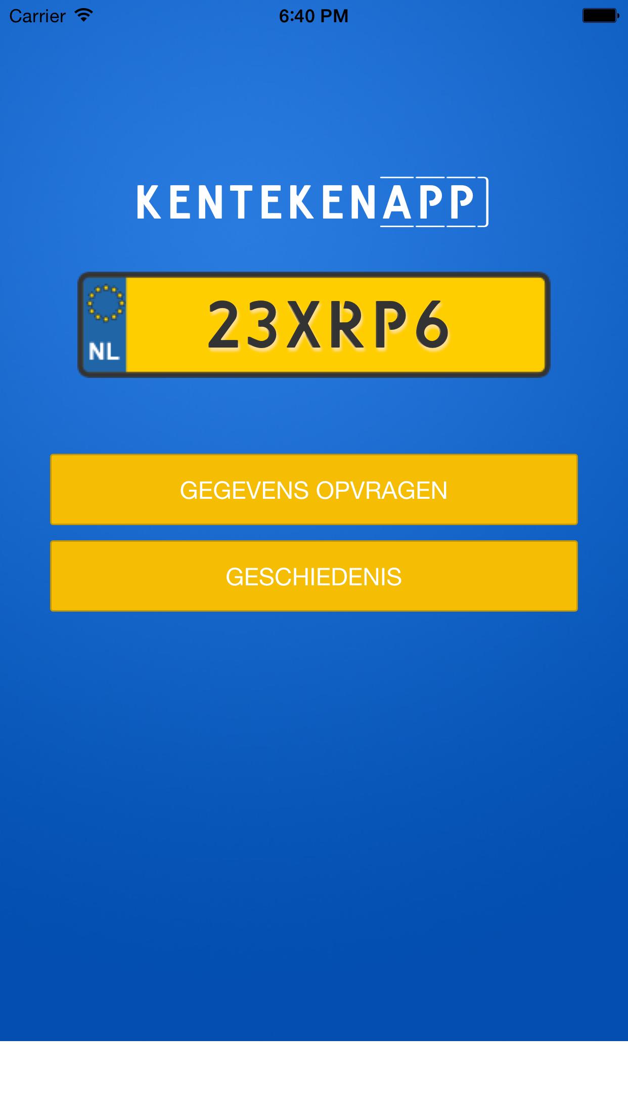 Kenteken App informatie RDW