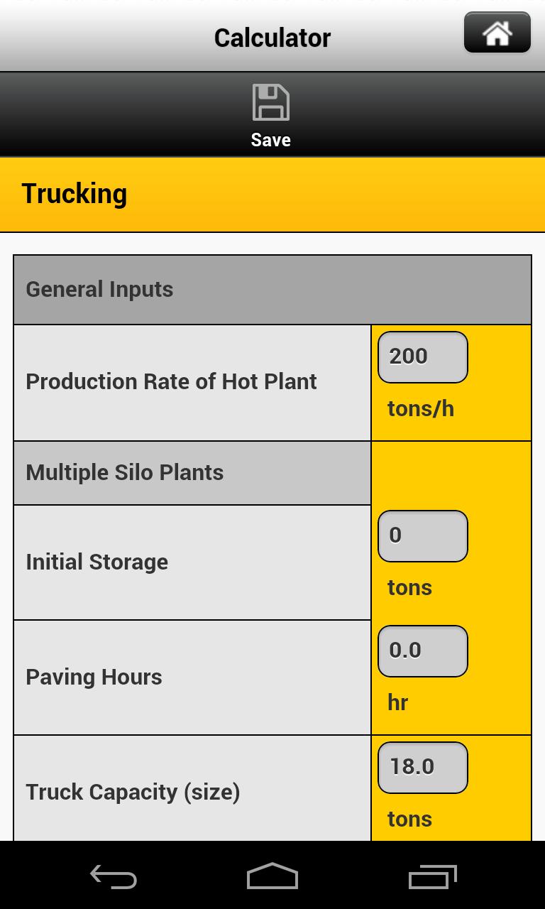Caterpillar Paving Calculator