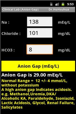 Clinical Lab ( Anion Gap )