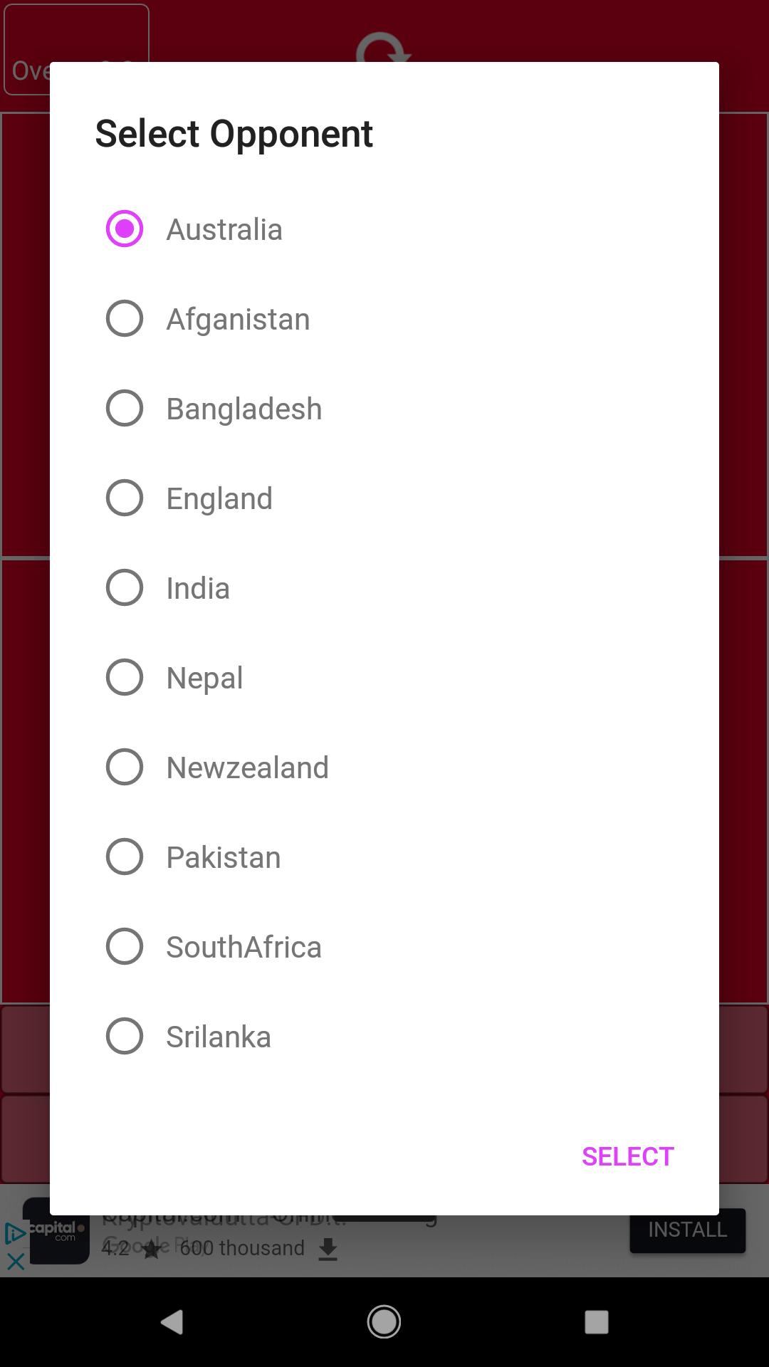 Hotstar Asia Cup Live Finger Cricket Game