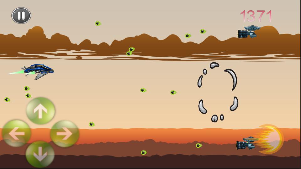 Spaceship flying fighter war